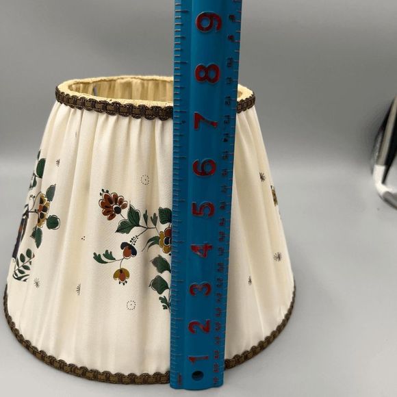 Rare Vintage Royal Delft Hand-Painted Silk Pleated Lamp Shade - Picture 9 of 11